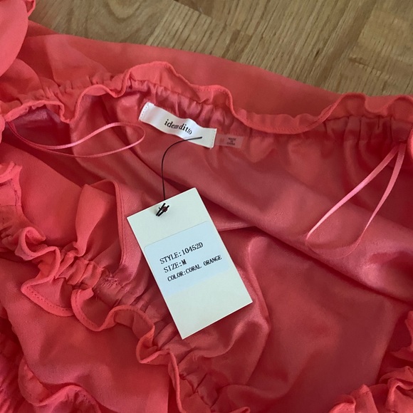 New (with tags)coral orange off shoulder dress - Picture 4 of 4